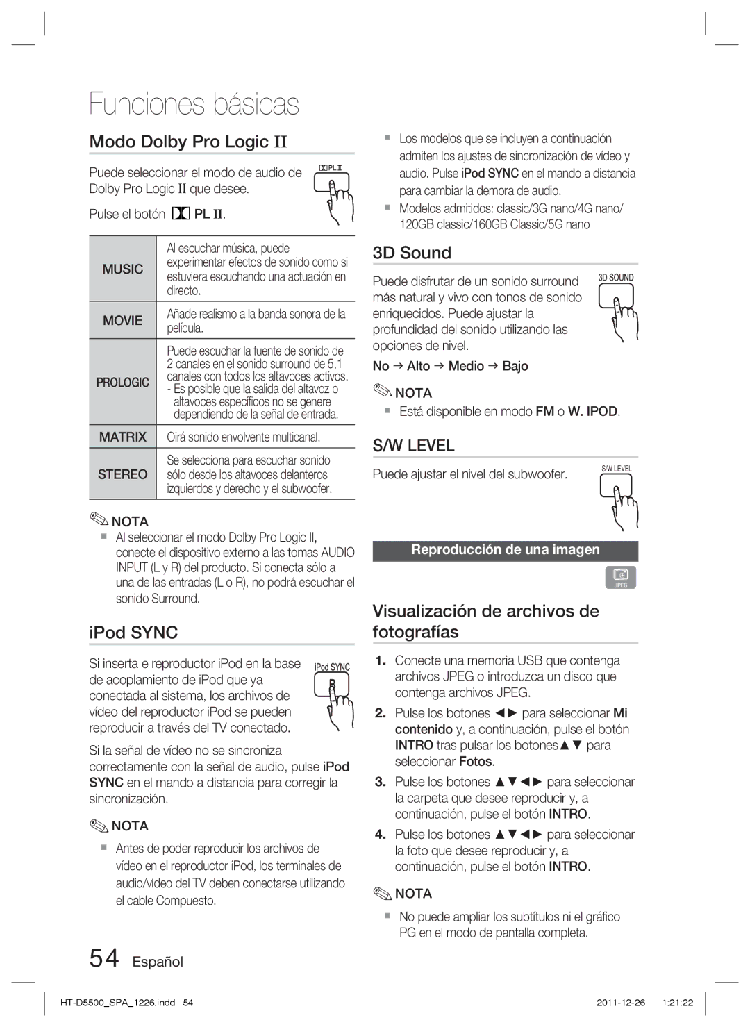 Samsung HT-D5530/ZF, HT-D5550/ZF, HT-D5500/ZF manual Visualización de archivos de fotografías, Reproducción de una imagen 