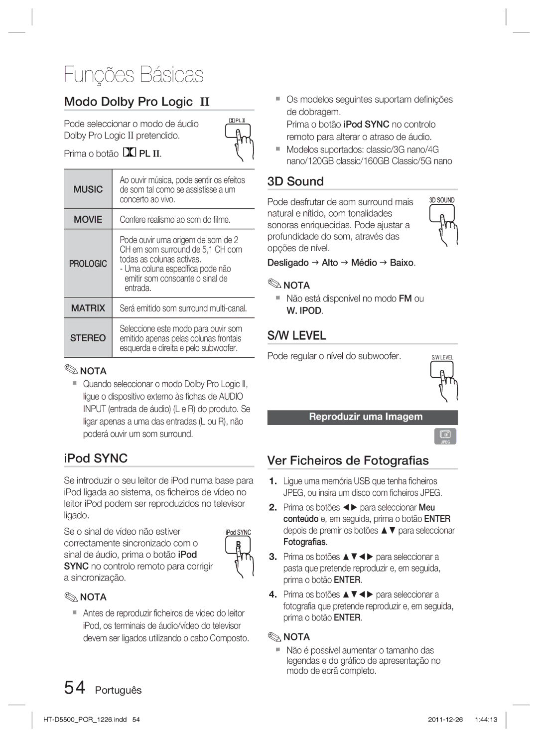 Samsung HT-D5530/ZF, HT-D5550/ZF, HT-D5500/ZF manual Ver Ficheiros de Fotograﬁas, Reproduzir uma Imagem 