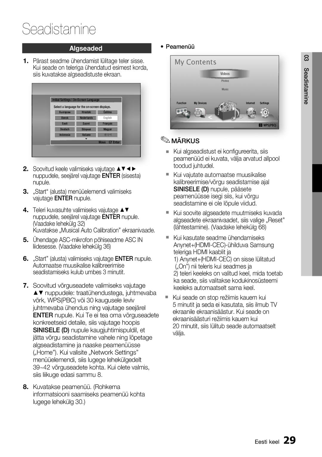 Samsung HT-D5550/EN manual Seadistamine 