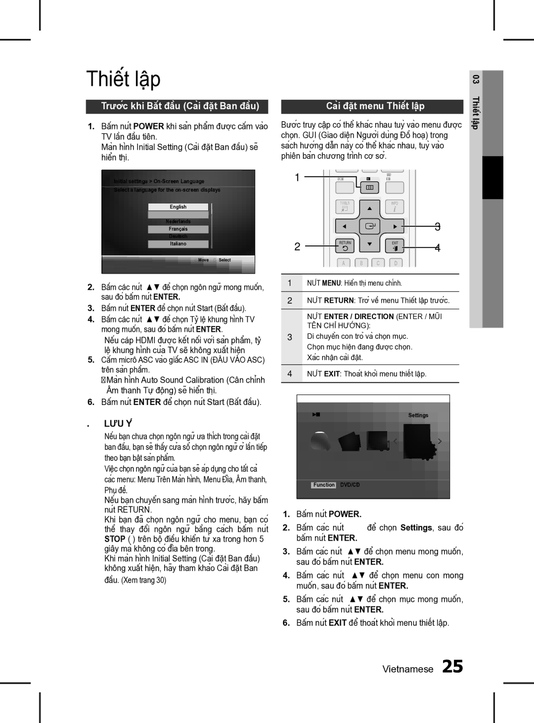 Samsung HT-D555K/XV manual Thiết lập 