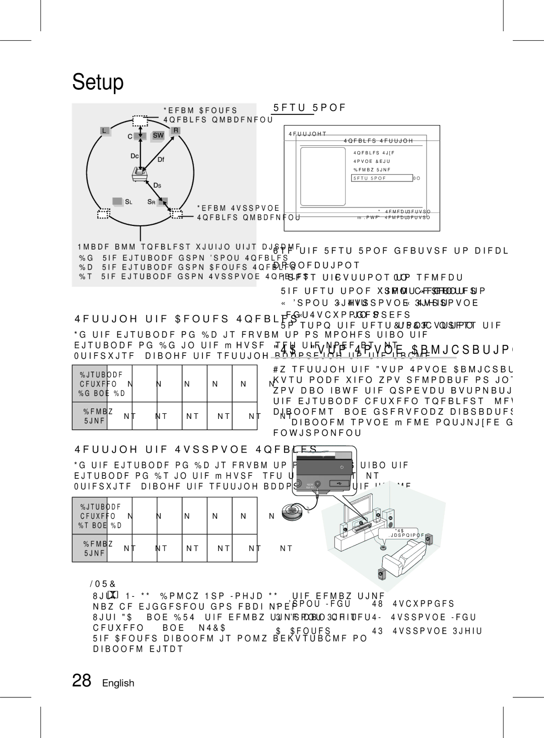 Samsung HT-D555WK/ZN, HT-D555K/HC, HT-D555WK/UM ASC Auto Sound Calibration Setting, Setting the Center Speaker, Test Tone 