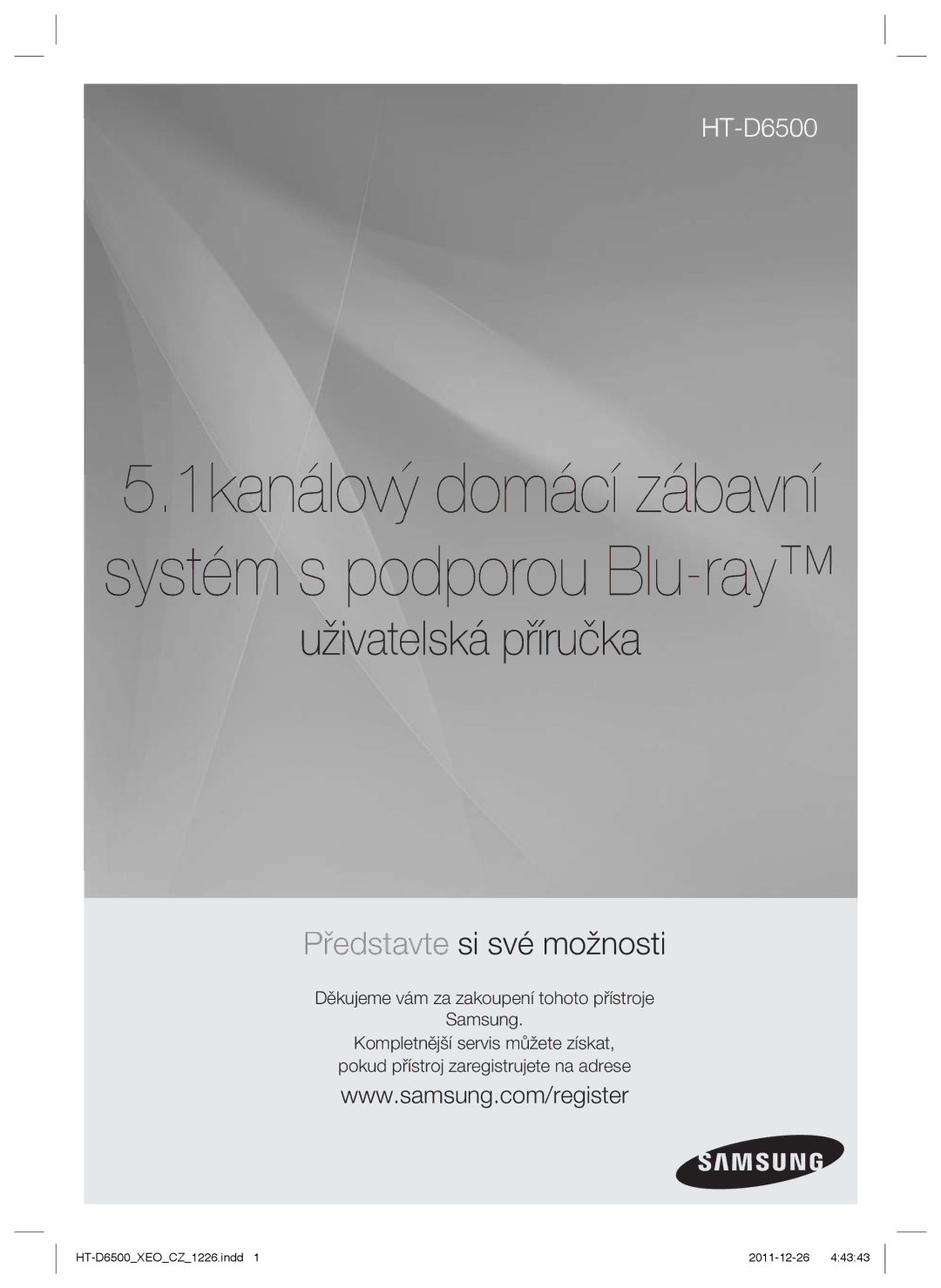 Samsung HT-D6500/EN manual 1kanálový domácí zábavní systém s podporou Blu-ray 