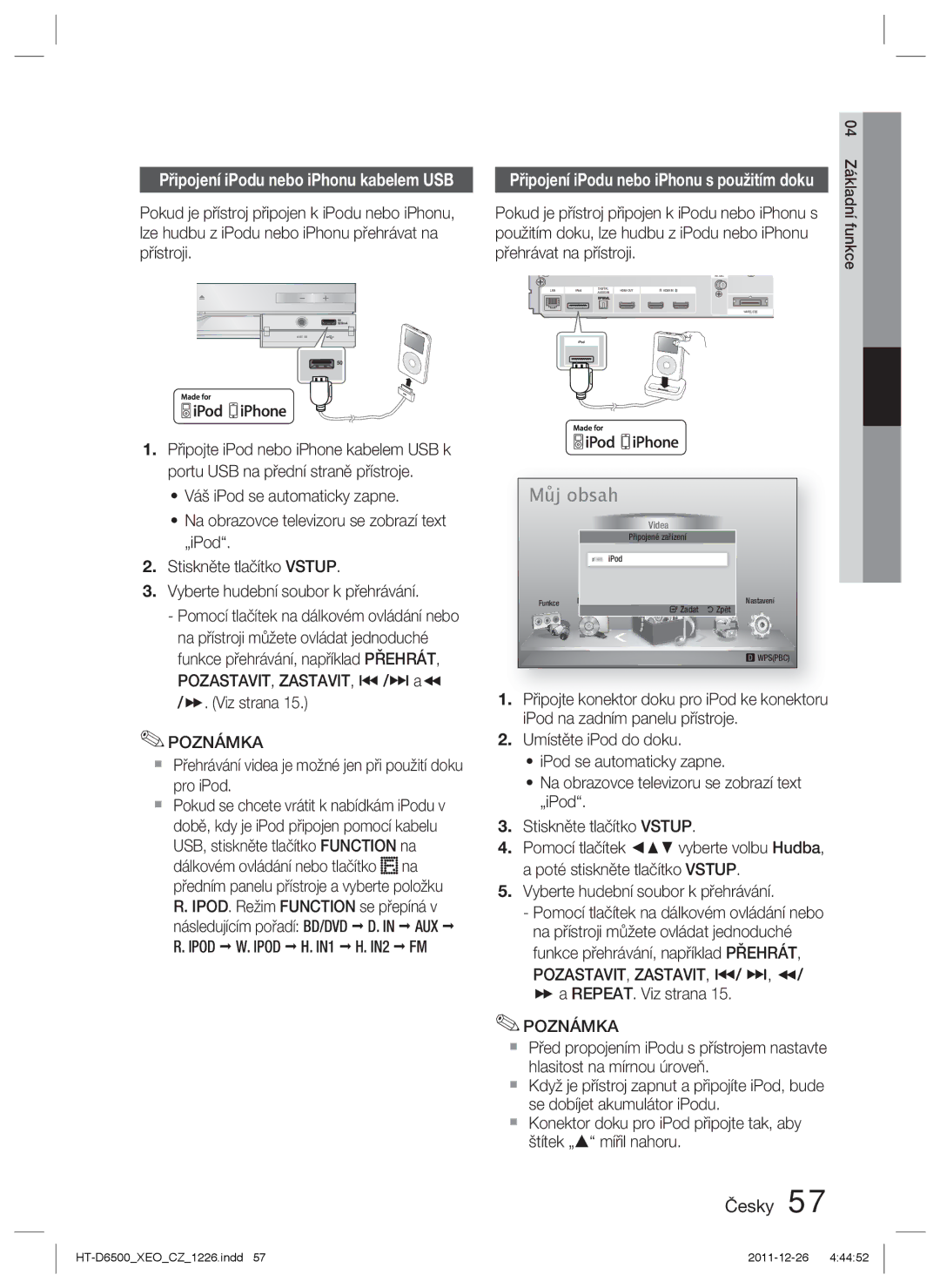 Samsung HT-D6500/EN manual Pozastavit, Zastavit, #/ $, ,  a REPEAT. Viz strana 