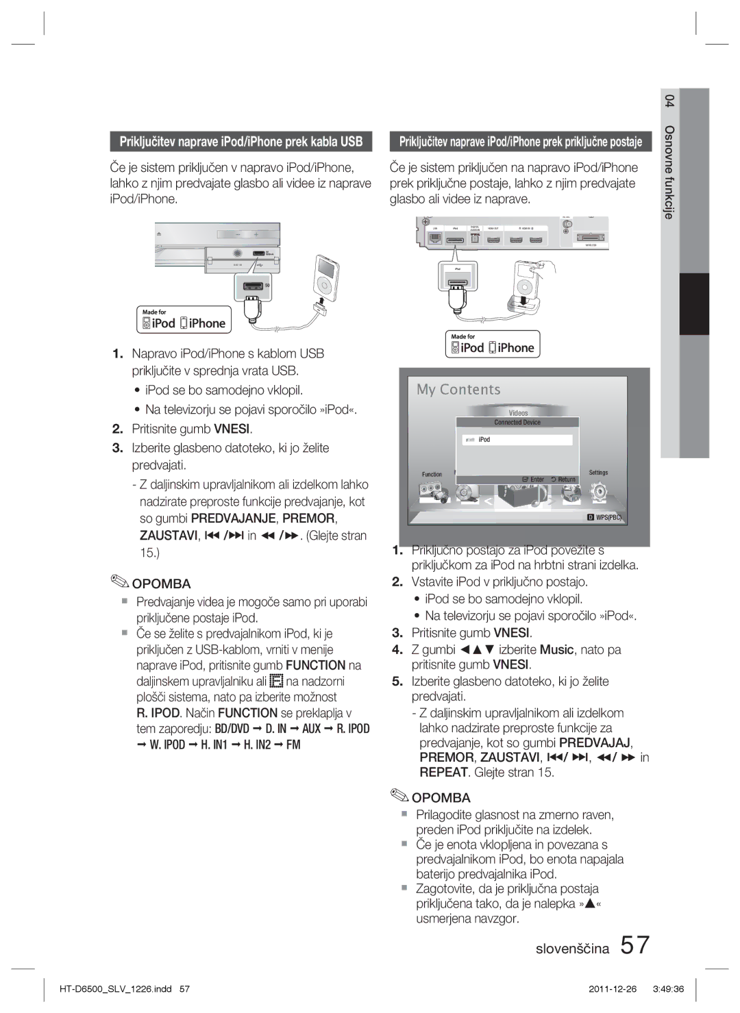 Samsung HT-D6500/EN manual ZAUSTAVI, # /$ in  /. Glejte stran, Osnovne funkcije, Tem zaporedju BD/DVD D 