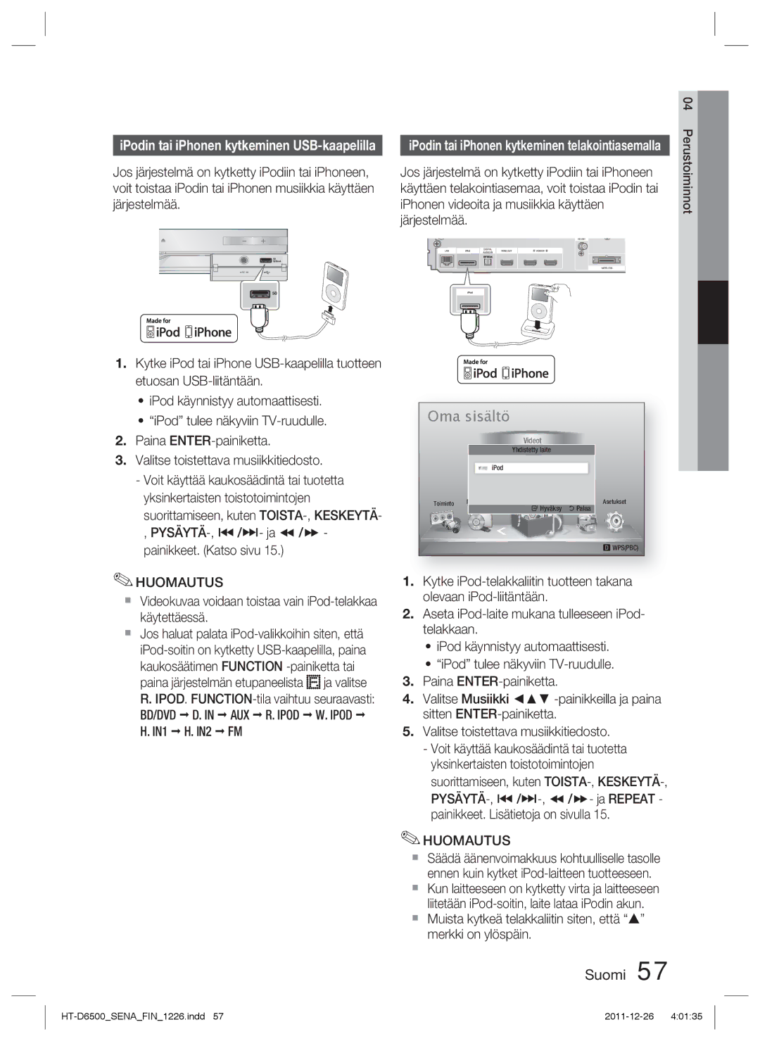 Samsung HT-D6500/XE manual IN1 IN2 