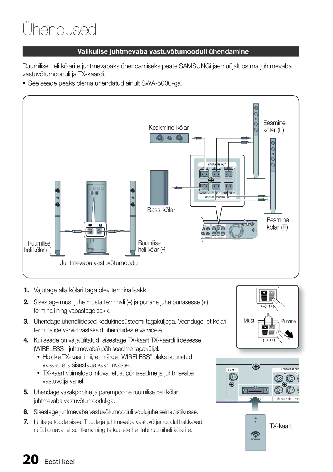 Samsung HT-D6750W/EN manual Valikulise juhtmevaba vastuvõtumooduli ühendamine, Keskmine kõlar, Juhtmevaba vastuvõtumoodul 