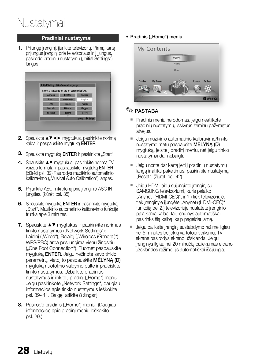 Samsung HT-D6750W/EN manual Nustatymai 