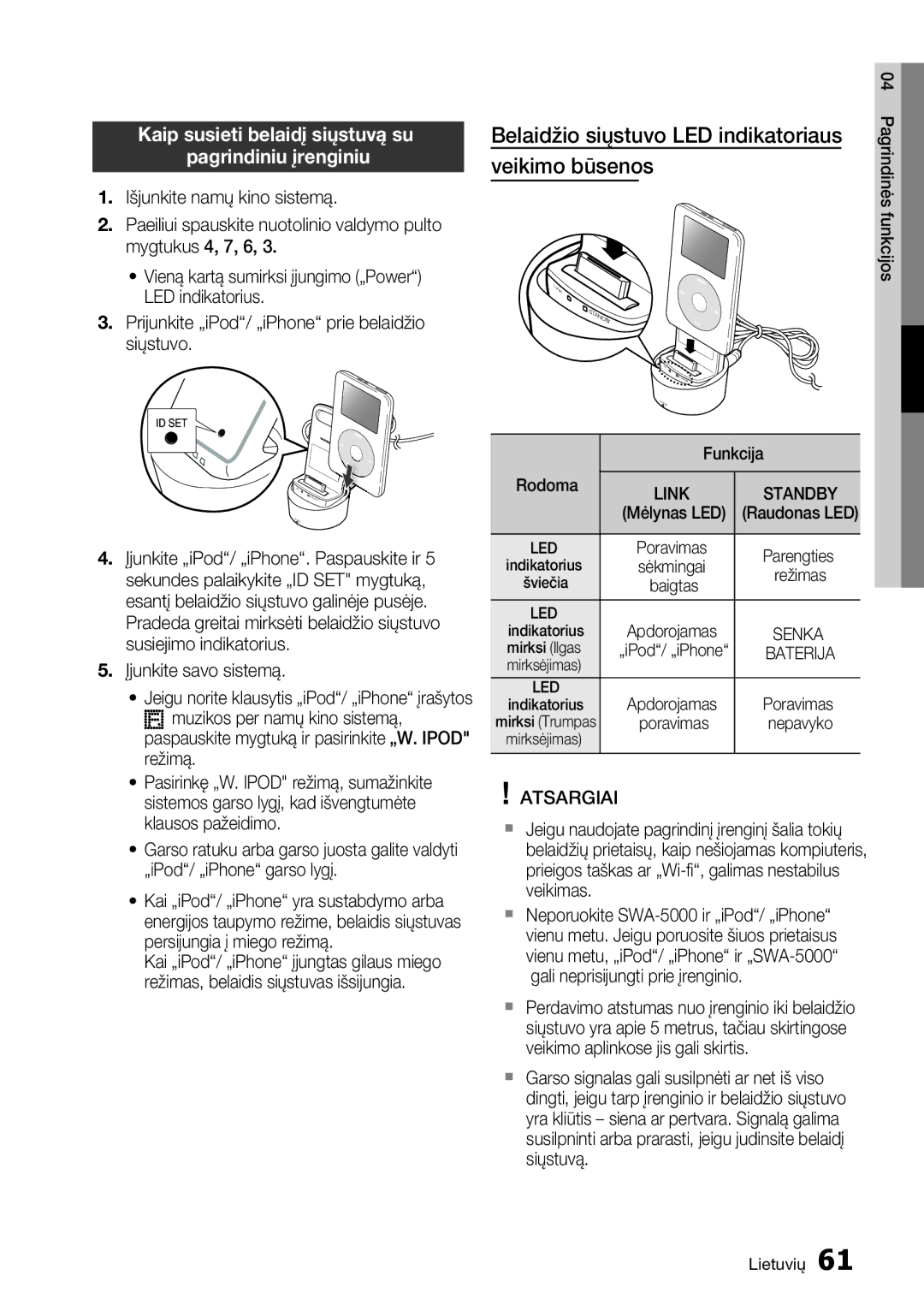 Samsung HT-D6750W/EN manual Kaip susieti belaidį siųstuvą su Pagrindiniu įrenginiu, Rodoma, Siųstuvą 