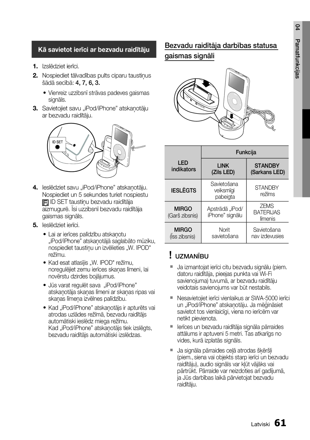 Samsung HT-D6750W/EN manual Kā savietot ierīci ar bezvadu raidītāju, Raidītāju 