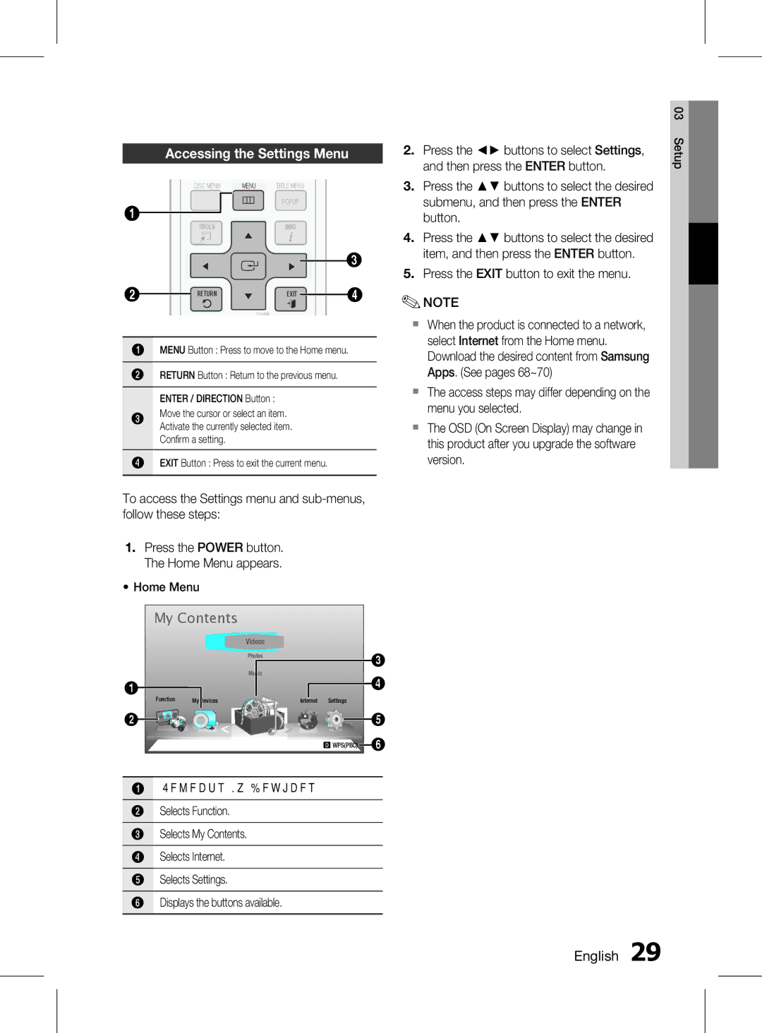 Samsung HT-D6750WK/SQ manual My Contents 