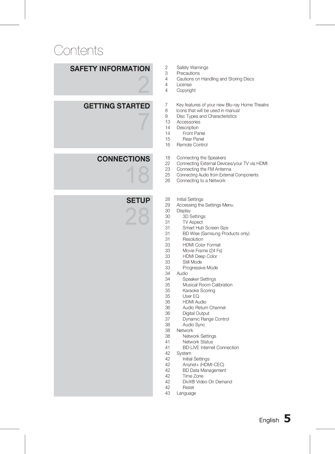 Samsung HT-D6750WK/SQ manual Contents 