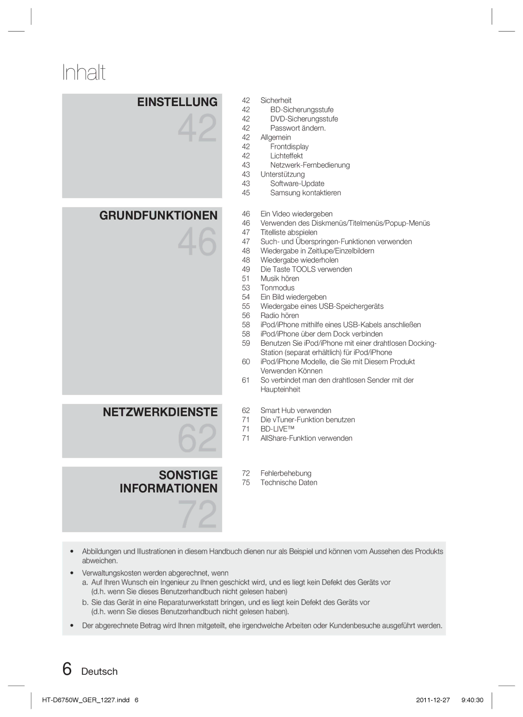 Samsung HT-D6750W/ZF manual BD-Sicherungsstufe, DVD-Sicherungsstufe, Passwort ändern, Allgemein, Frontdisplay, Lichteffekt 