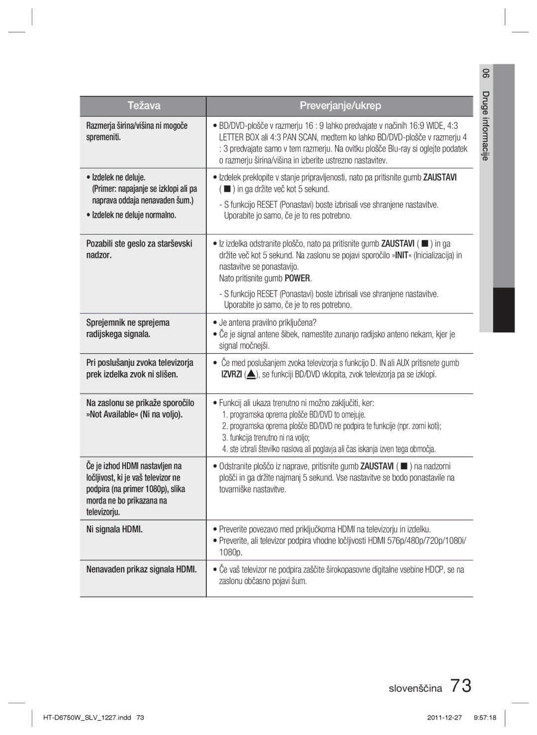 Samsung HT-D6750W/EN Spremeniti, Razmerju širina/višina in izberite ustrezno nastavitev, Izdelek ne deluje, Nadzor, 1080p 