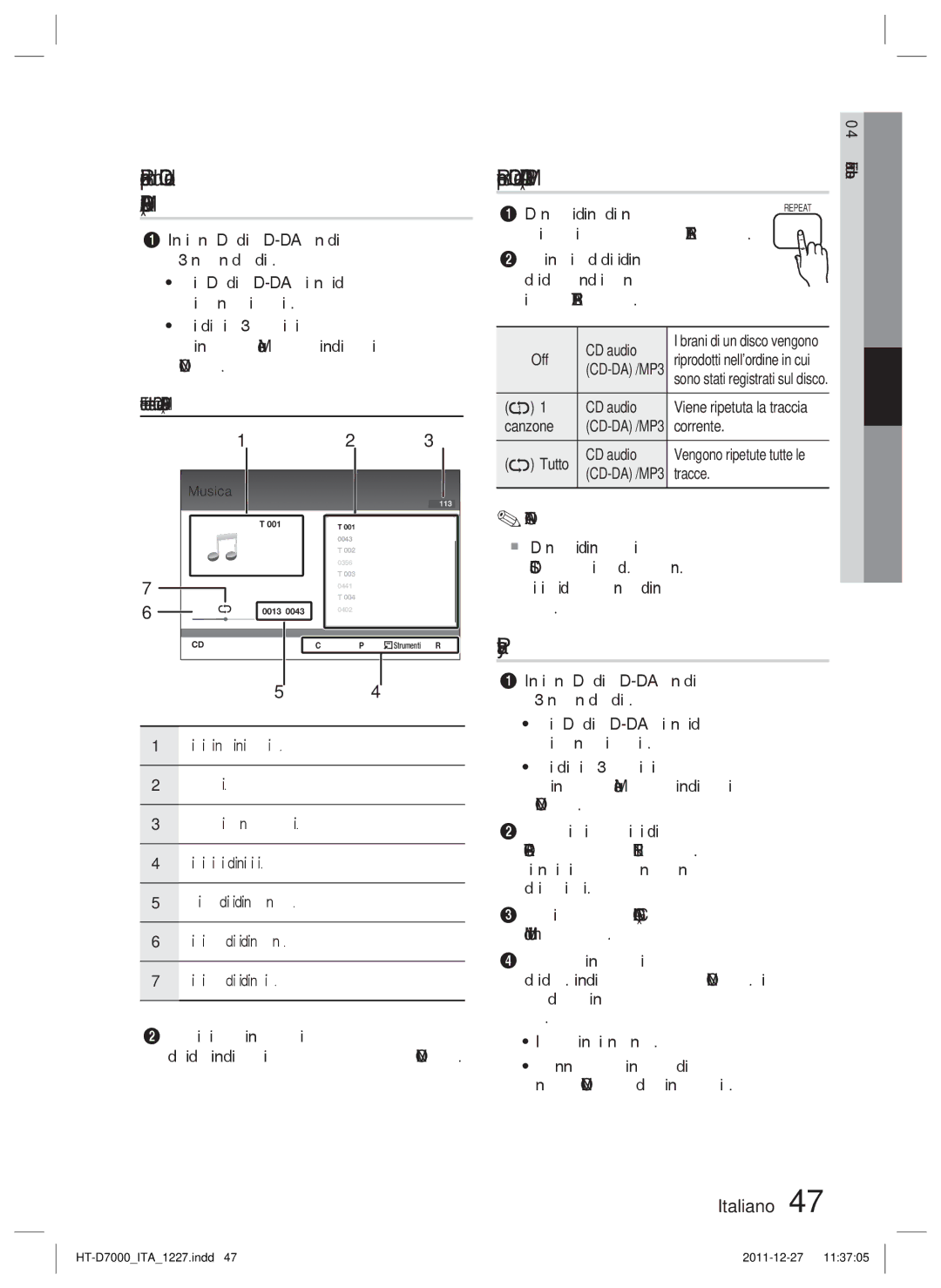 Samsung HT-D7000/ZF manual Riproduzione di un CD audio CD-DA/MP3, Playlist 