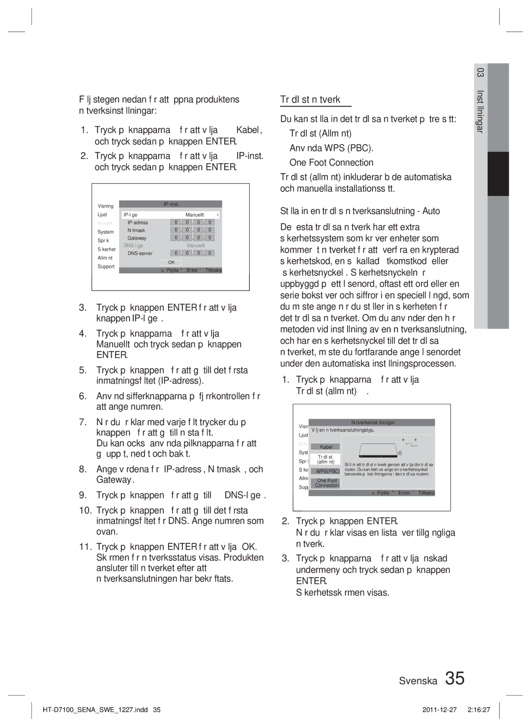 Samsung HT-D7100/XE manual Trådlöst nätverk, Trådlöst Allmänt, De ﬂesta trådlösa nätverk har ett extra 