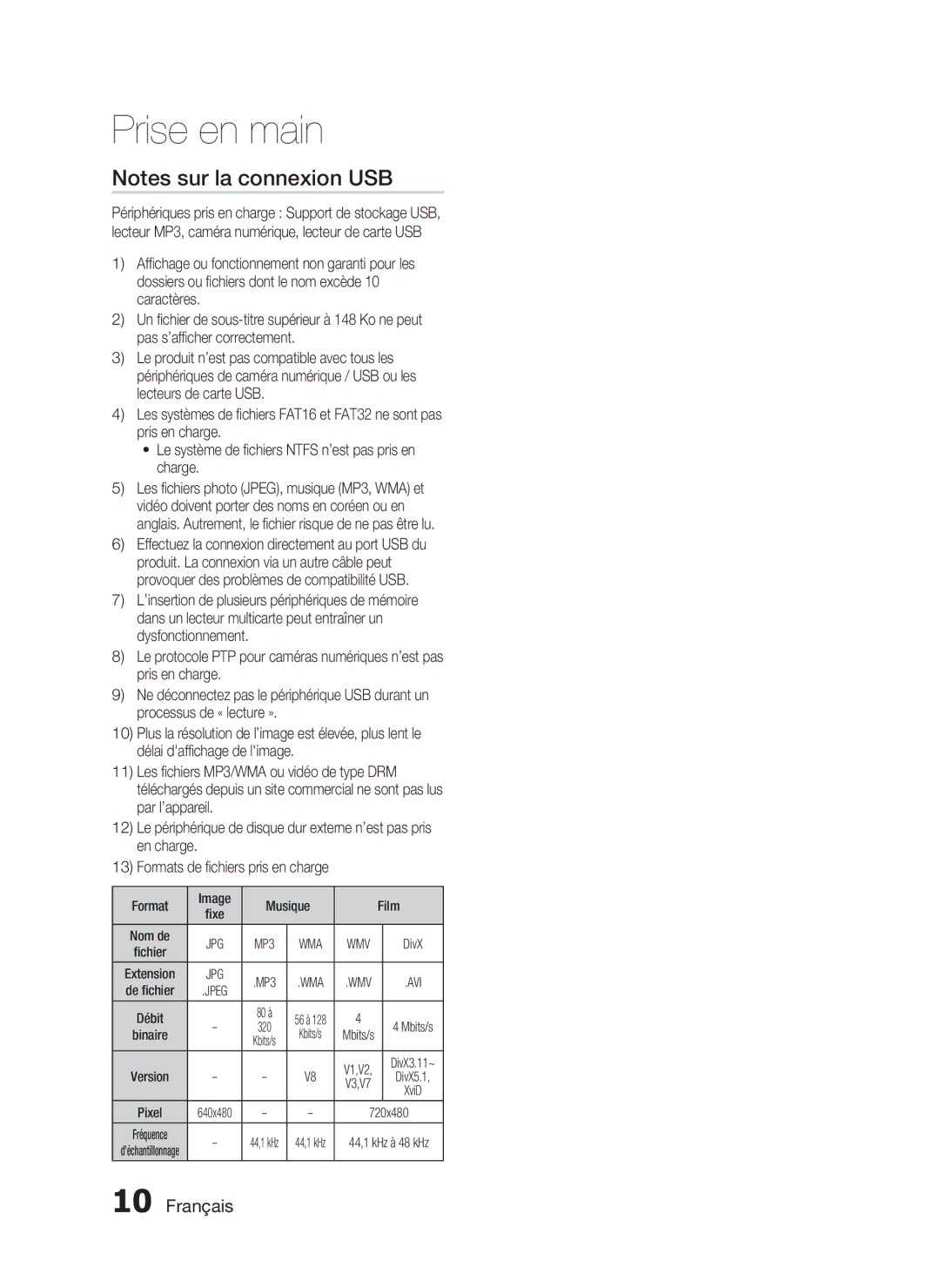 Samsung HT-D720/ZF manual Français, Format Image Musique Film 