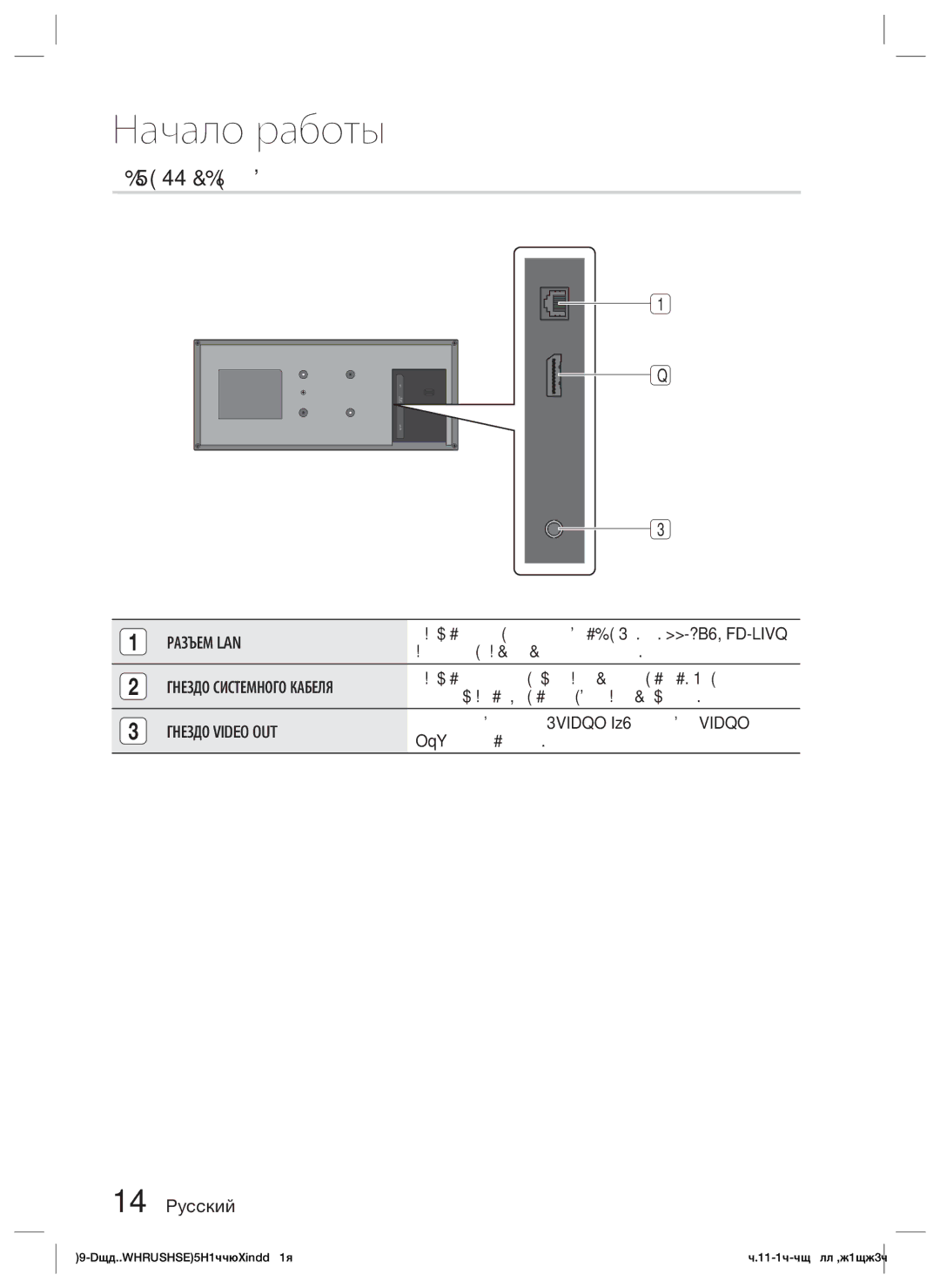 Samsung HT-D7500W/RU manual Задняя панель, Разъем LAN, Гнездо Системного Кабеля, Гнездо Video OUT, OUT на данном устройстве 