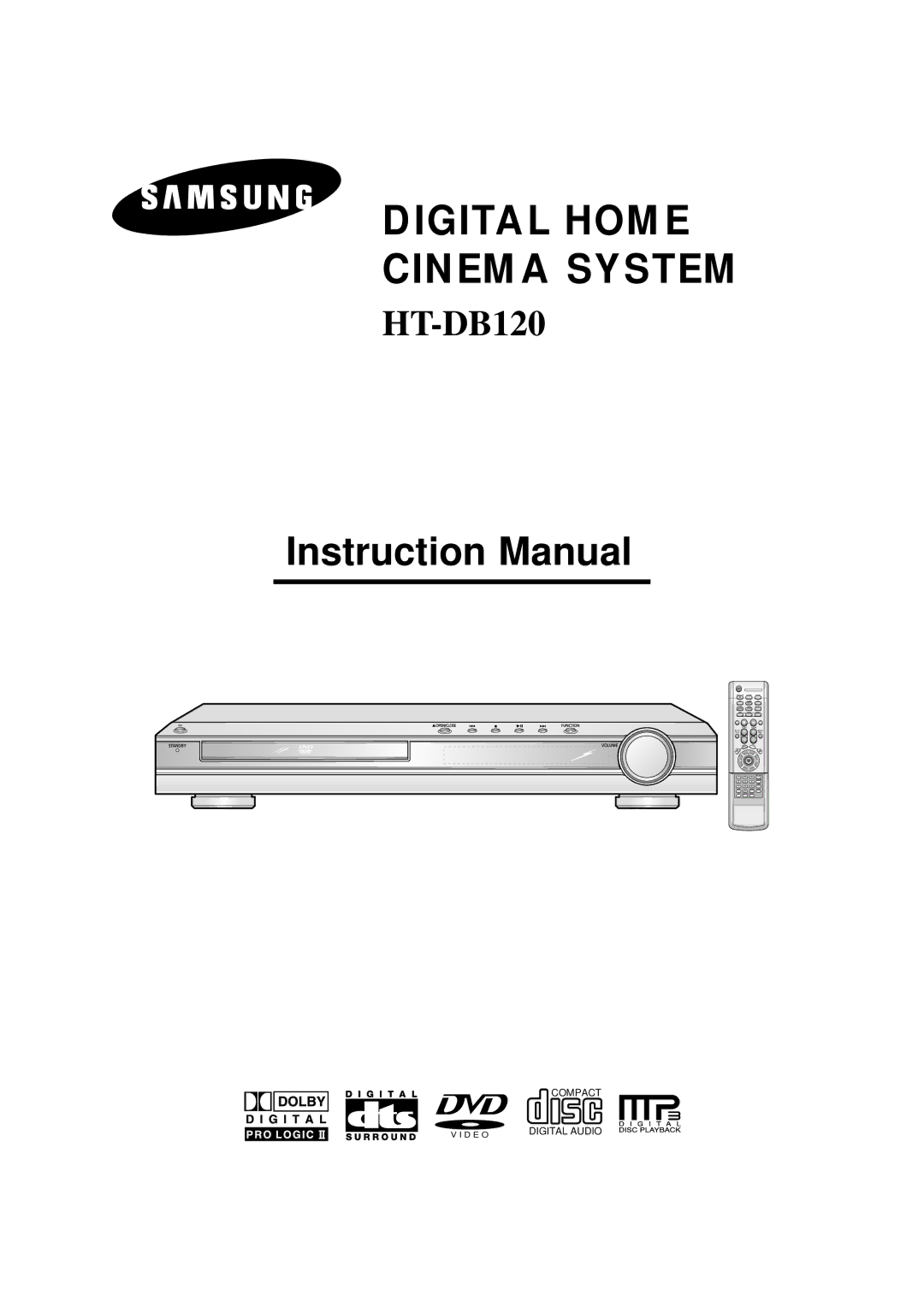 Samsung HTDB120RH/EDC, HT-DB120, HTDB120RH/ELS, HTDB120TH/ELS, HTDB120TH/EDC manual Digital Home Cinema System 