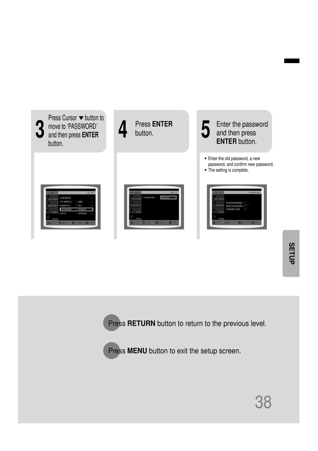 Samsung HTDB120TH/ELS, HT-DB120, HTDB120RH/EDC, HTDB120RH/ELS, HTDB120TH/EDC manual Press Enter, Button Enter button 