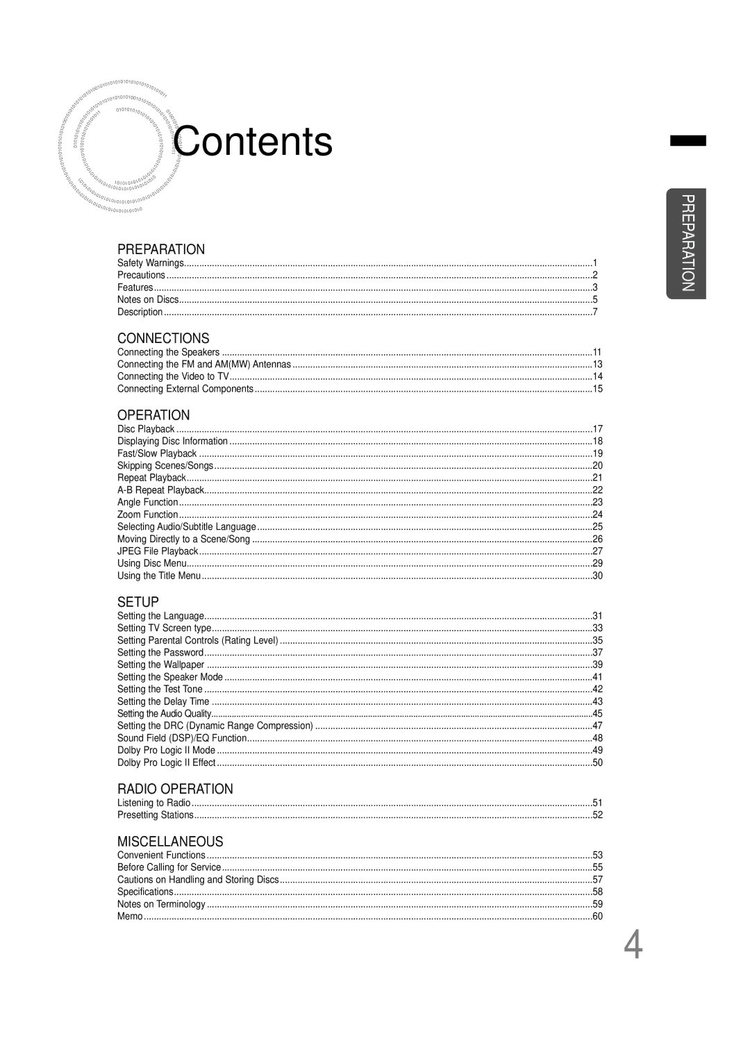 Samsung HTDB120TH/EDC, HT-DB120, HTDB120RH/EDC, HTDB120RH/ELS, HTDB120TH/ELS manual Contents 