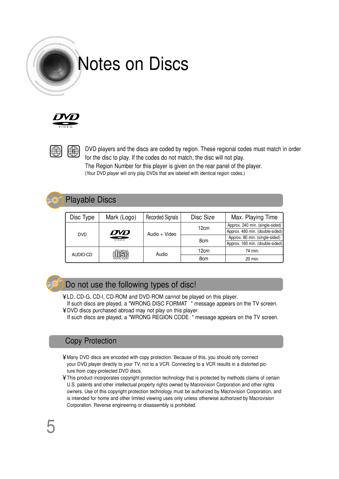 Samsung HT-DB120, HTDB120RH/EDC, HTDB120RH/ELS, HTDB120TH/ELS, HTDB120TH/EDC manual Playable Discs, Copy Protection 