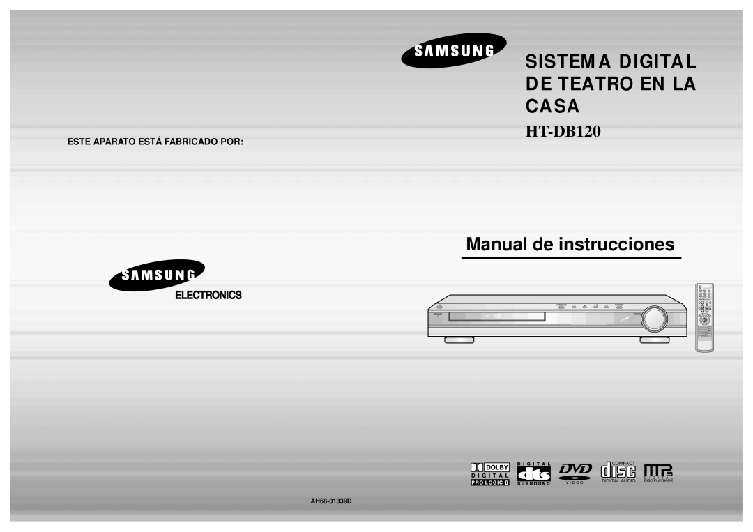 Samsung HTDB120TH/EDC manual Manual de instrucciones, Sistema Digital De Teatro En La Casa, HT-DB120, Compact, V I D E O 