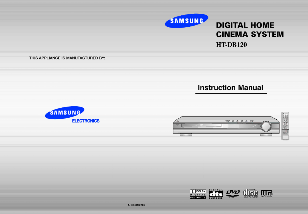 Samsung HTDB120TH/XSG, HT-DB120, HTDB120TH/UMG, HTDB120TH/HAO manual Digital Home Cinema System 