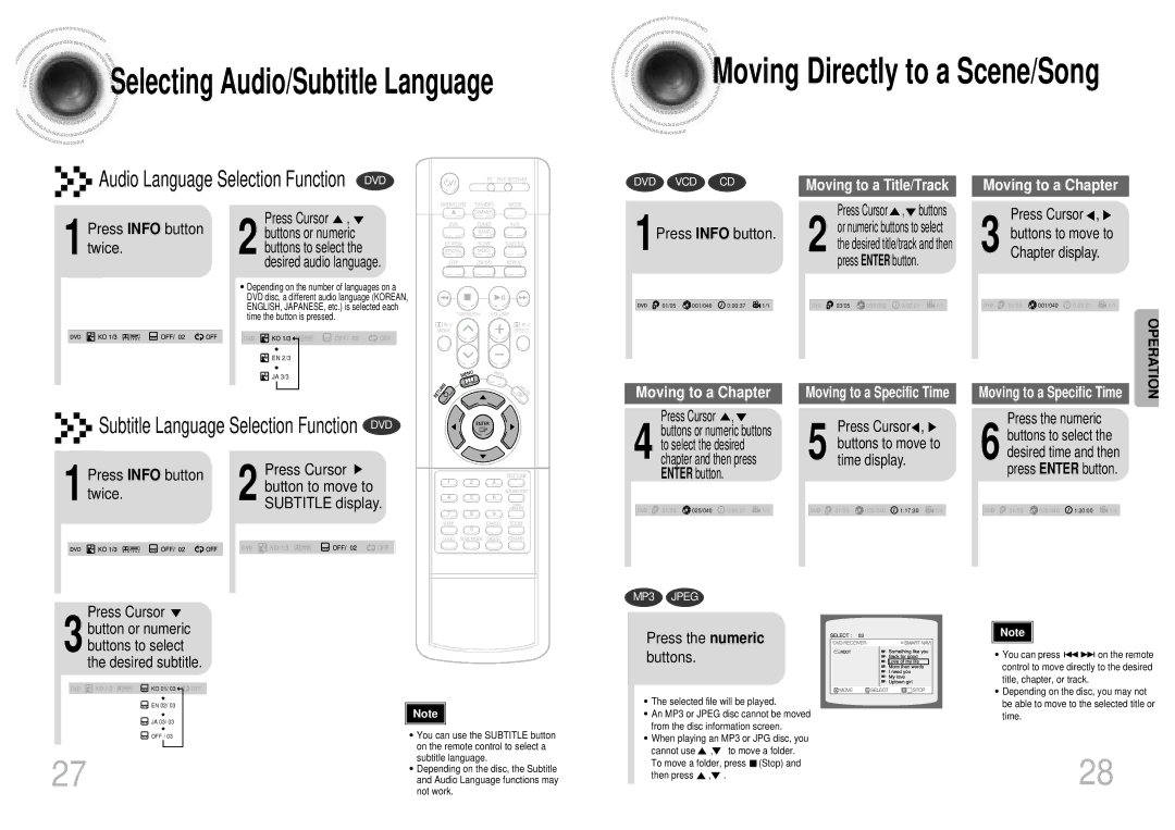 Samsung HT-DB300, HTDB300TH/HAO manual 1Press Info button, Buttons to select the desired subtitle, Press the numeric buttons 