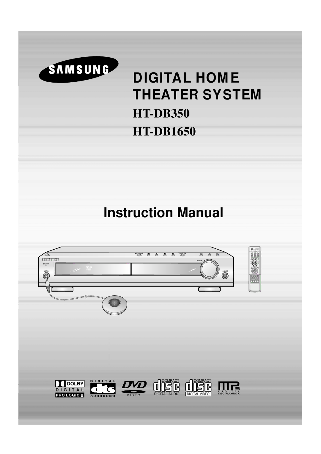 Samsung HT-DB1650, HT-DB350 instruction manual Digital Home Theater System 