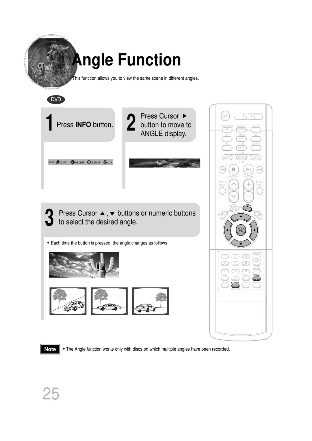 Samsung HT-DB350, HT-DB1650 instruction manual Angle Function 