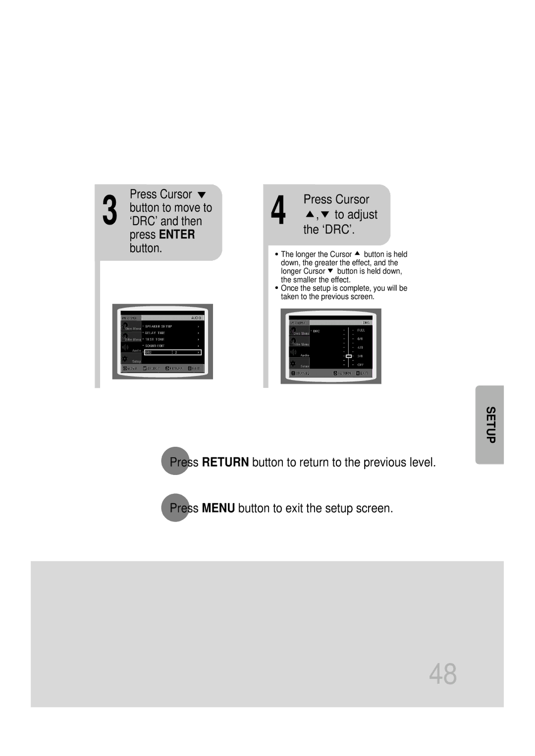 Samsung HT-DB1650, HT-DB350 instruction manual ‘DRC’ and then press Enter button 