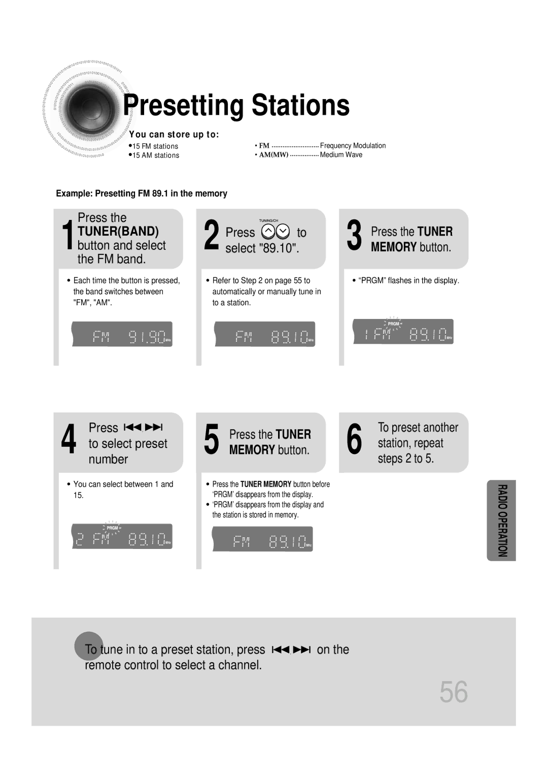 Samsung HT-DB1650, HT-DB350 instruction manual Presetting Stations 