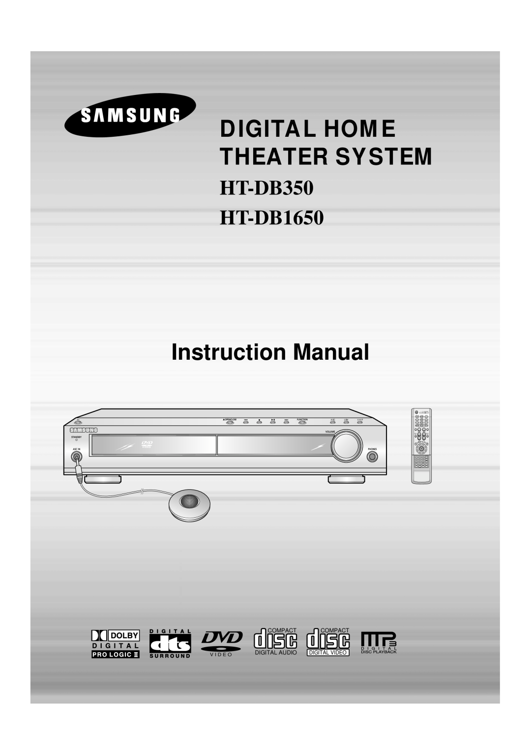 Samsung instruction manual Digital Home Theater System, Instruction Manual, HT-DB350 HT-DB1650, Digital Video, M U T E 