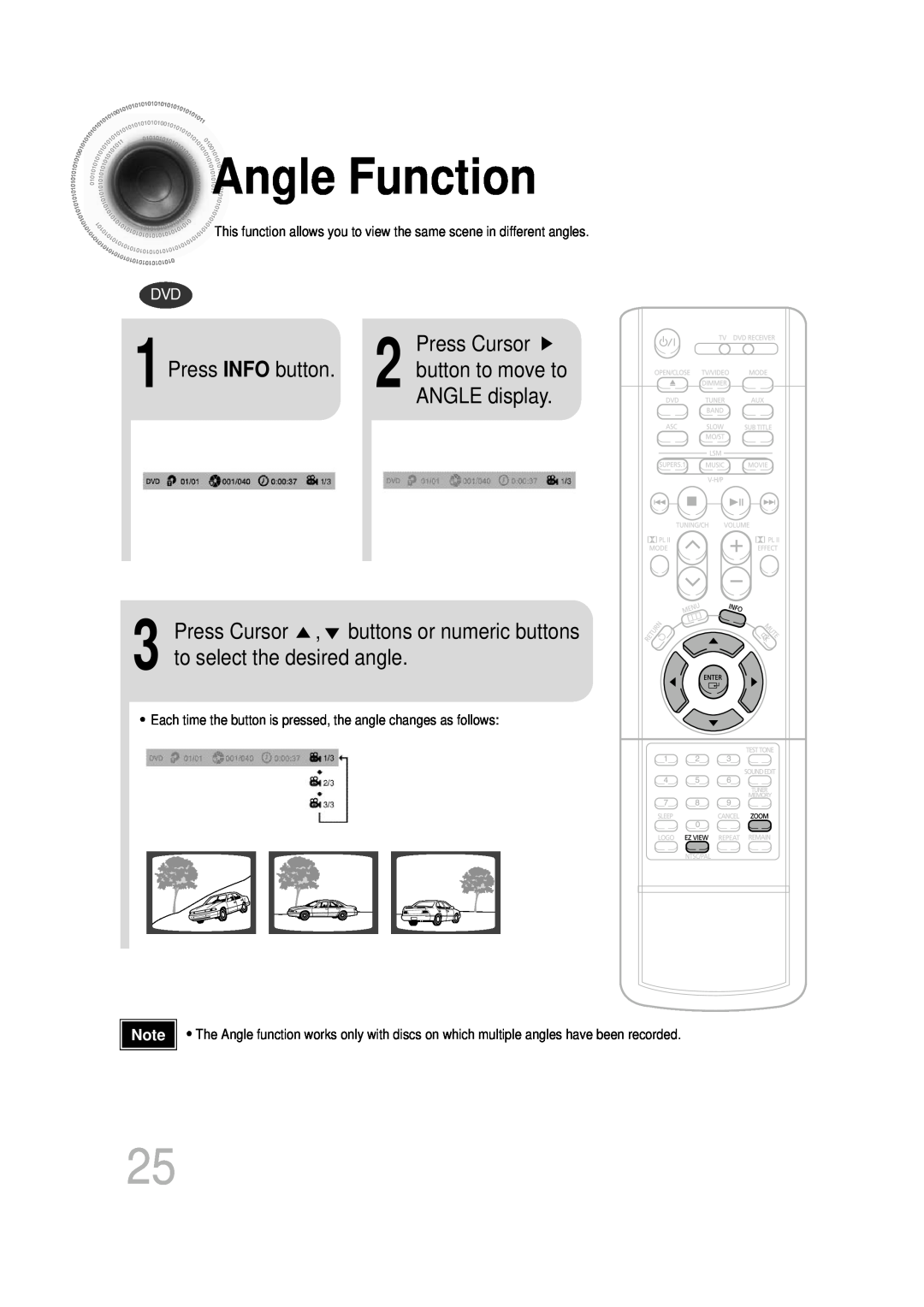 Samsung HT-DB350, HT-DB1650 instruction manual AngleFunction, Press Cursor 
