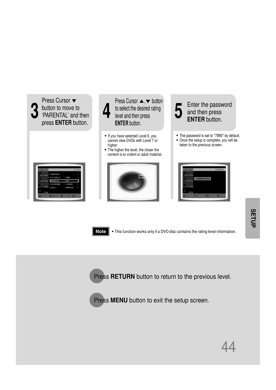Samsung HT-DB390 instruction manual Press Cursor , button, Enter the password 