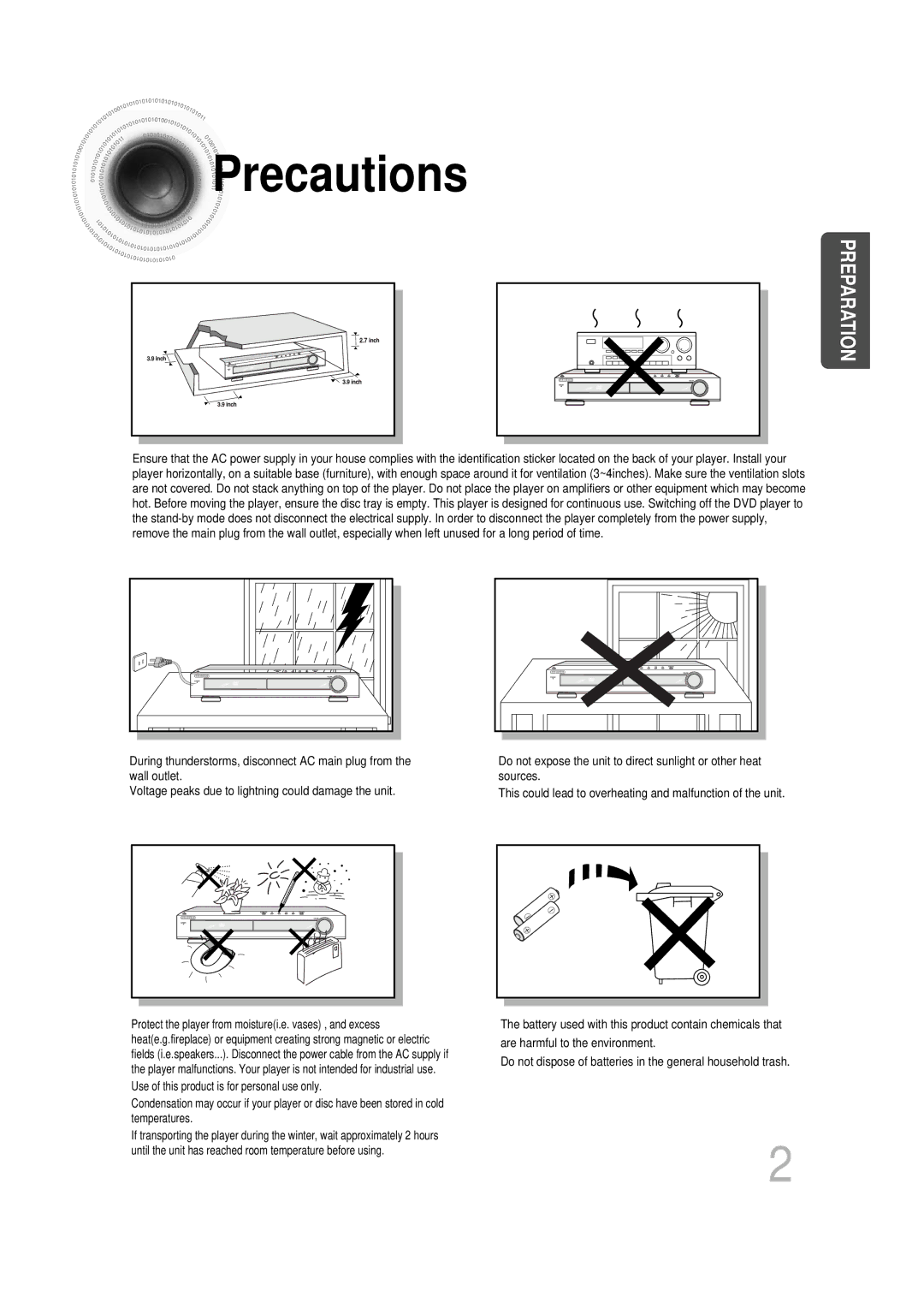 Samsung HT-DB400M instruction manual Precautions, Preparation 