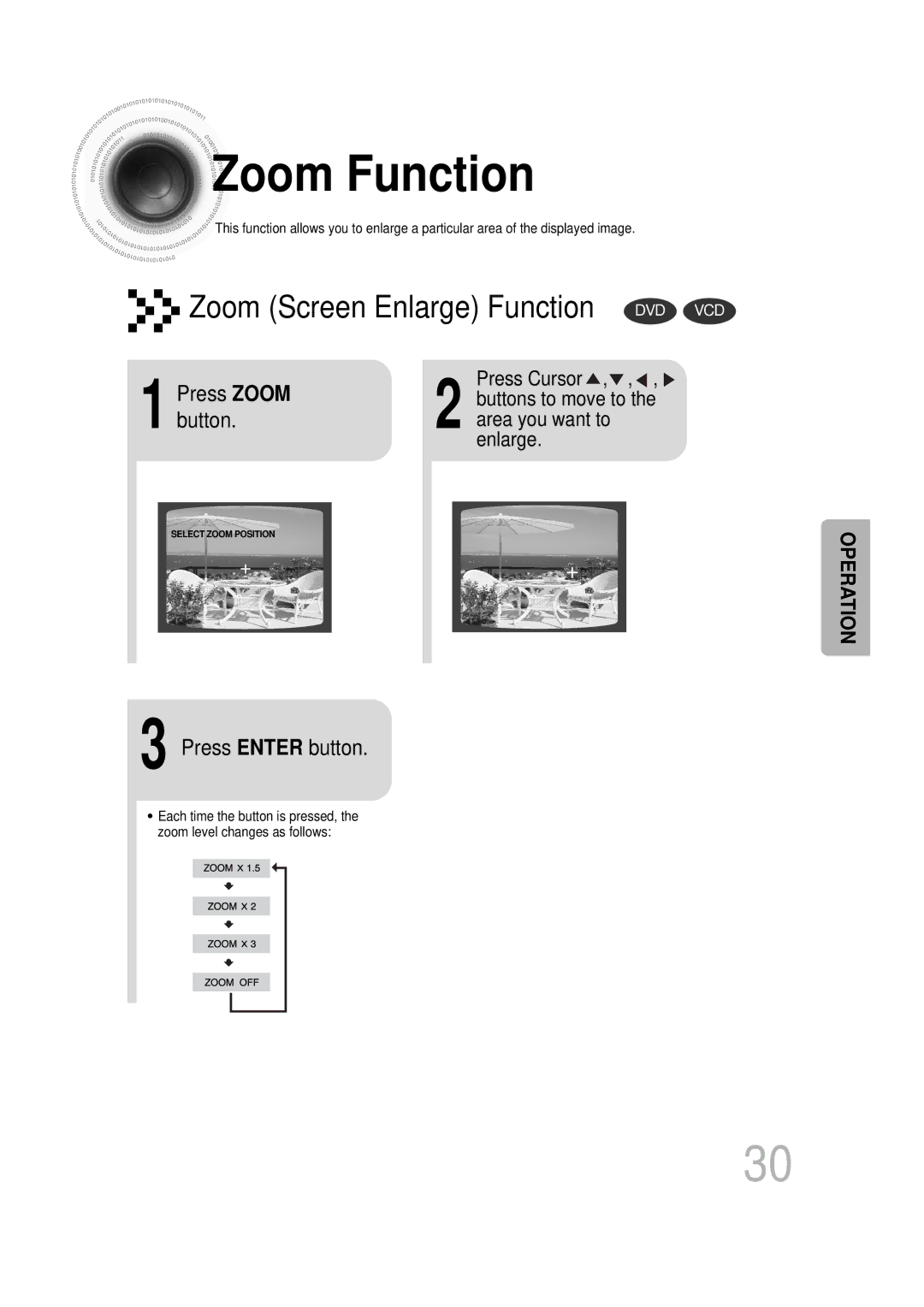 Samsung HT-DB400M instruction manual Zoom Function, Press Enter button 