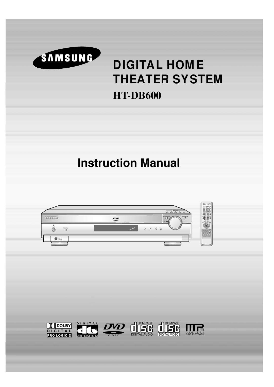 Samsung HT-DB600 instruction manual Digital Home Theater System 