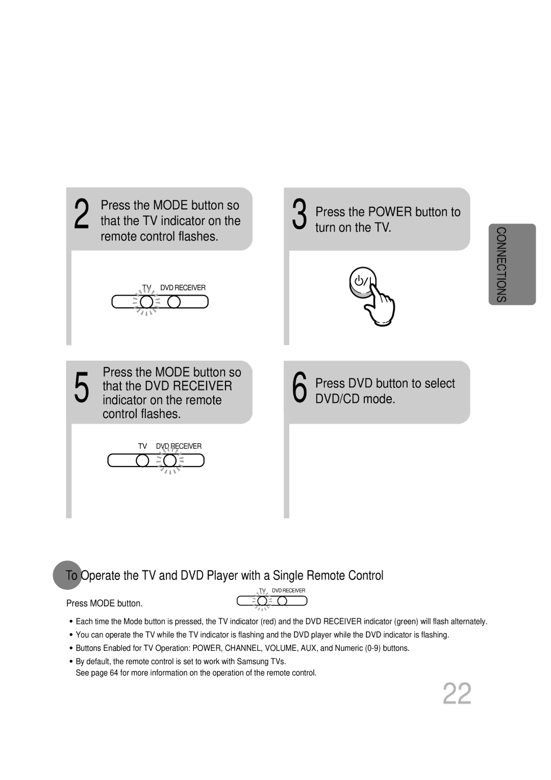 Samsung HT-DB600 instruction manual Press the Mode button so, Press Mode button 