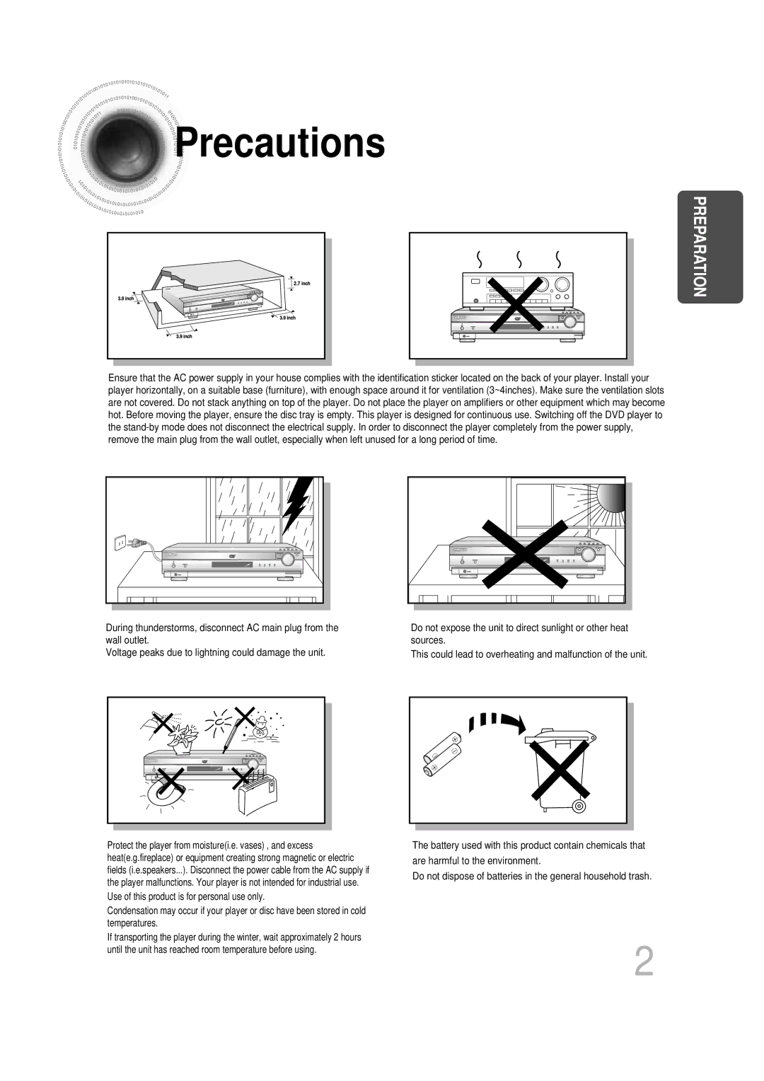 Samsung HT-DB600 instruction manual Precautions, Preparation 