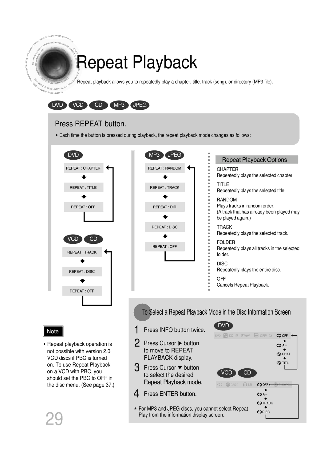 Samsung HT-DB600 instruction manual Repeat Playback, Press Repeat button 