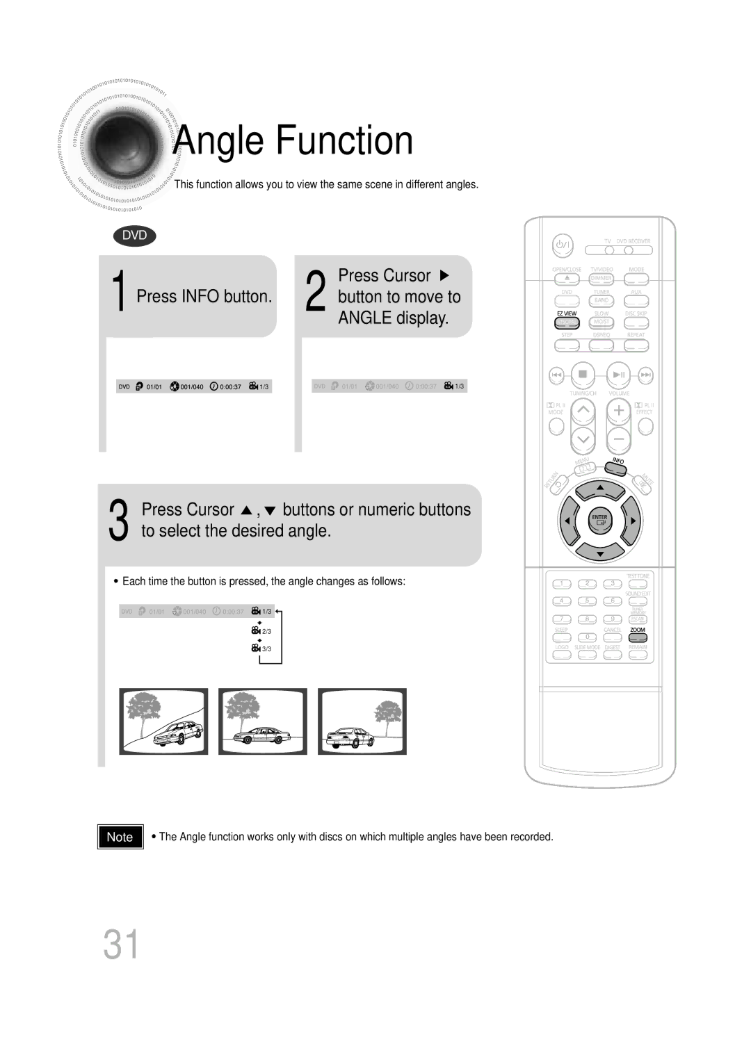 Samsung HT-DB600 instruction manual Angle Function 