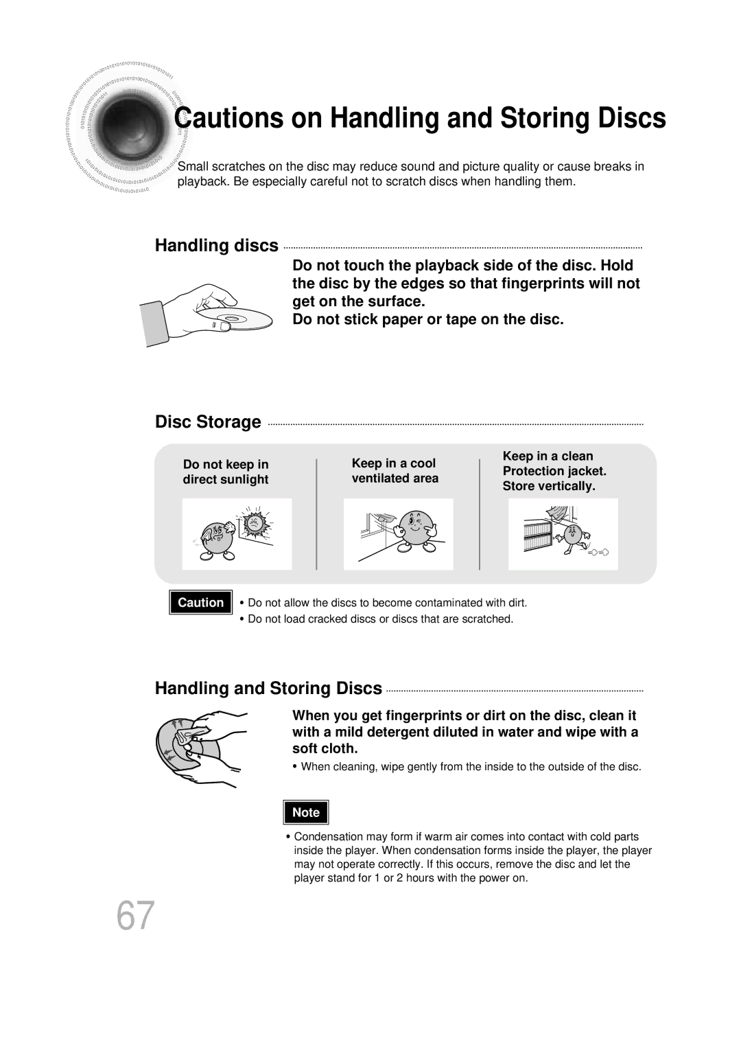 Samsung HT-DB600 instruction manual Handling discs, Disc Storage, Handling and Storing Discs 