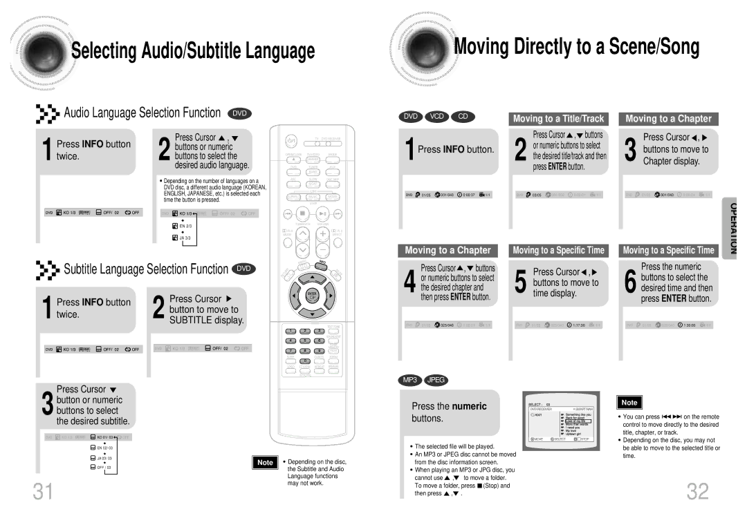 Samsung HT-DB650 instruction manual 1Press Info button, Buttons to select the desired subtitle, Press the numeric buttons 