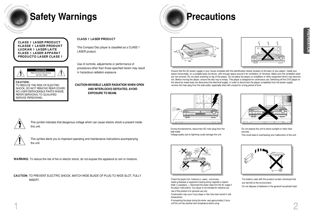 Samsung HT-DB650 instruction manual Safety Warnings Precautions, Hazardous radiation exposure 