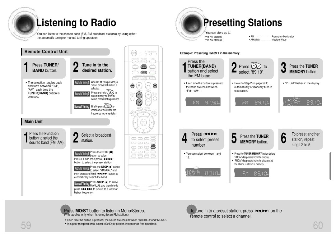 Samsung HT-DB650 instruction manual Listening to Radio, Presetting Stations 