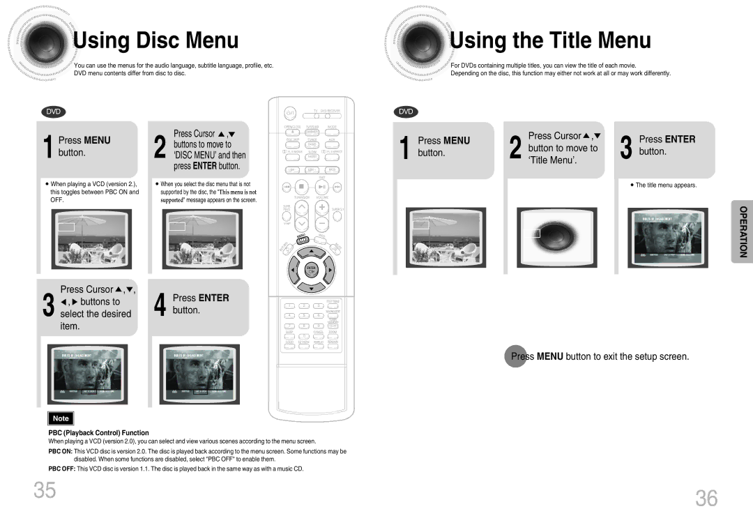 Samsung HT-DB660 instruction manual Using Disc Menu, Using the Title Menu 