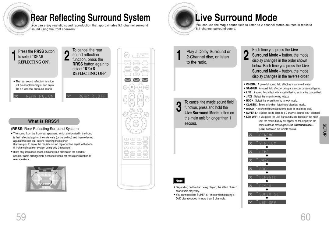 Samsung HT-DB660 instruction manual Live Surround Mode, What is RRSS?, To cancel the rear, Each time you press the Live 