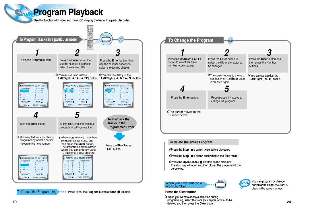 Samsung HT-DL100 instruction manual Program Playback, To Change the Program 