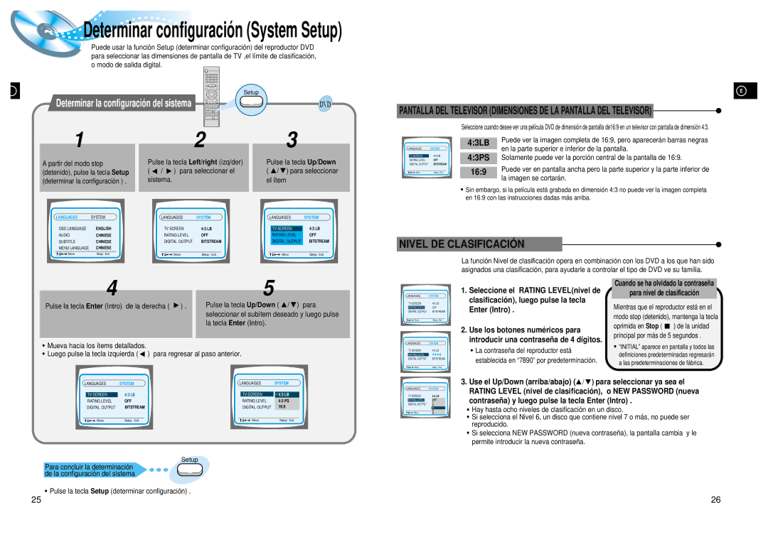 Samsung HT-DL200, HTDL200RH/EDC manual 43LB, 43PS, 169, Determinar la configuració n del sistema 